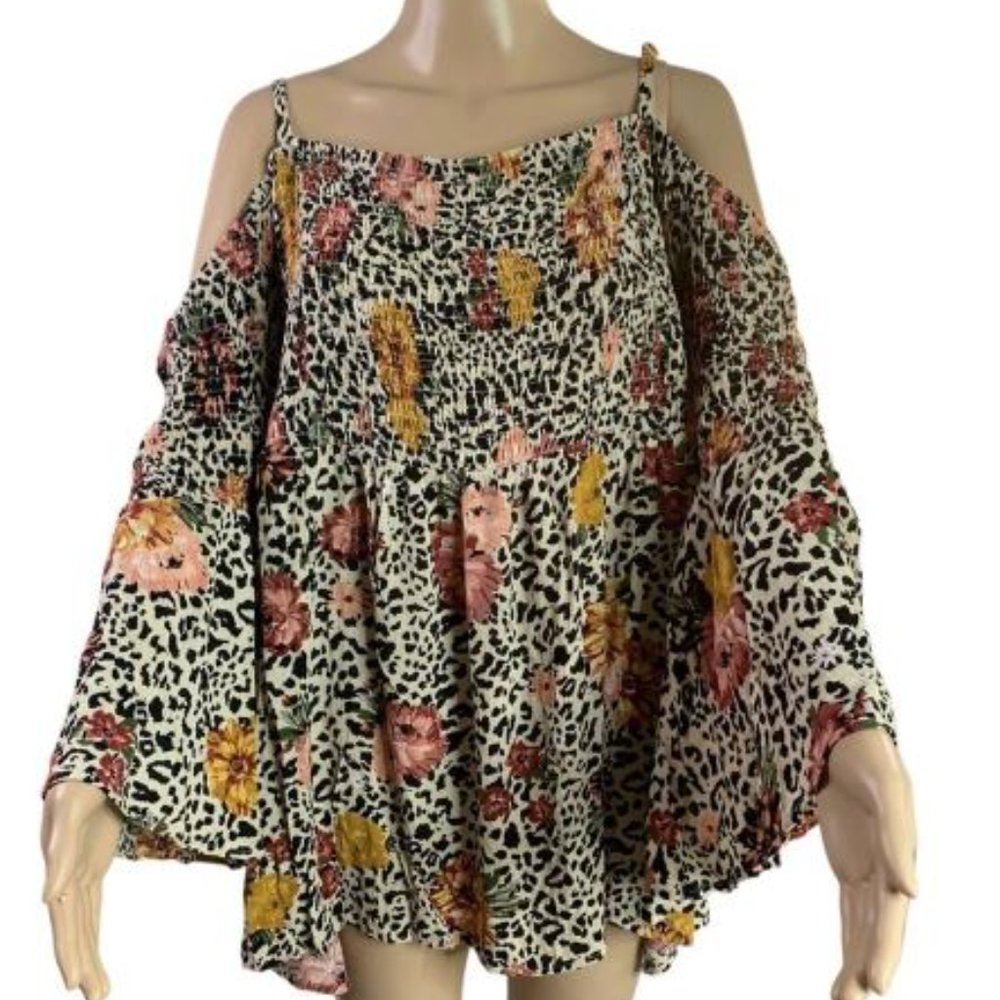 Leopard Print Cold Shoulder Blouse - image 5